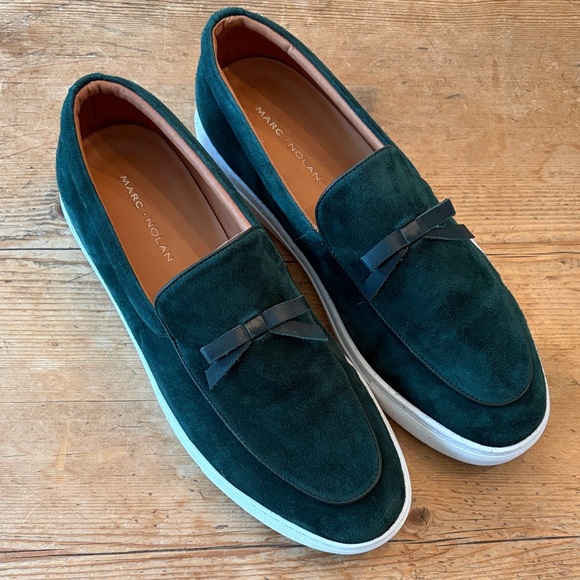 Marc Nolan, the Men\'s Odell Suede Bow Detail Belgian Loafer Sneakers Dk Green 10 main image 9